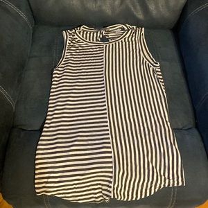 Cabi 3417 black and white striped tank top XS